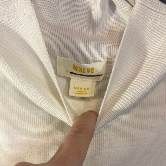 Anthropologie MAEVE High Neck Flare Sleeves Ribbed Cream Womens M - Picture 2 of 4